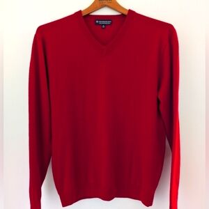 NEW Hart Schaffner Marx Extra Fine Merino V-Neck Sweater MENS M Wool Biella Red